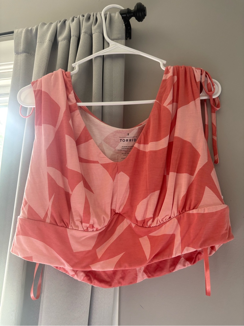 Torrid Coral Pink Abstract Tie-Shoulder Crop Top and skirt set